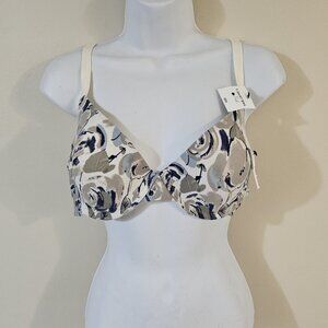 Anne Klein Floral Print Underwire Bra in Cream, Navy & Taupe